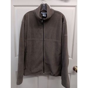 Columbia Jacket, Men's Size Large, Full Zip Fleece Olive Greenish Brown EUC